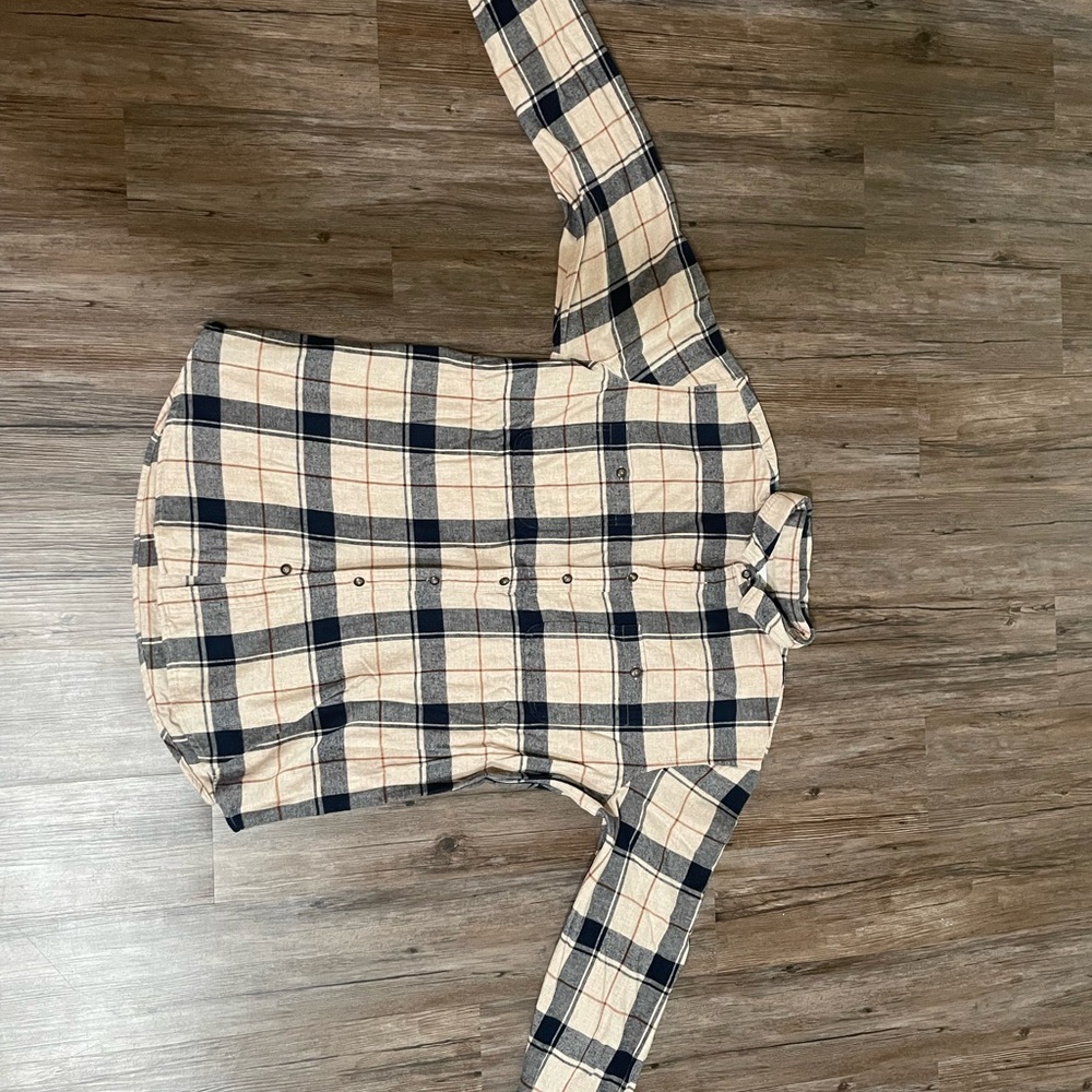 Sonoma Checkered Flannel Shirt in Cream and Brown
